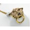 New European Vintage Style Gold/Vintage Gold Rhinestone Lion Pendant Necklace N-3258