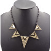 European Style Ladies Yellow/Gun Black/Silver Rhinestone Triangle Charms Necklace N-4761