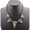 European Style Ladies Yellow/Gun Black/Silver Rhinestone Triangle Charms Necklace N-4761