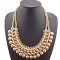European Style Multilayer gold plated chains crystal beads faux pearl link Necklace N-1513