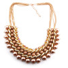 European Style Multilayer gold plated chains crystal beads faux pearl link Necklace N-1513