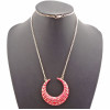 European Punk Enamel Crescent Pendant Long Chain Necklace N-4758