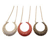 European Punk Enamel Crescent Pendant Long Chain Necklace N-4758