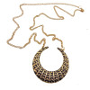 European Punk Enamel Crescent Pendant Long Chain Necklace N-4758