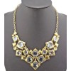 European Vintage Style Gold Metal Charming Crystal Square Choker Necklace N-0537