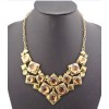 European Vintage Style Gold Metal Charming Crystal Square Choker Necklace N-0537
