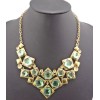 European Vintage Style Gold Metal Charming Crystal Square Choker Necklace N-0537