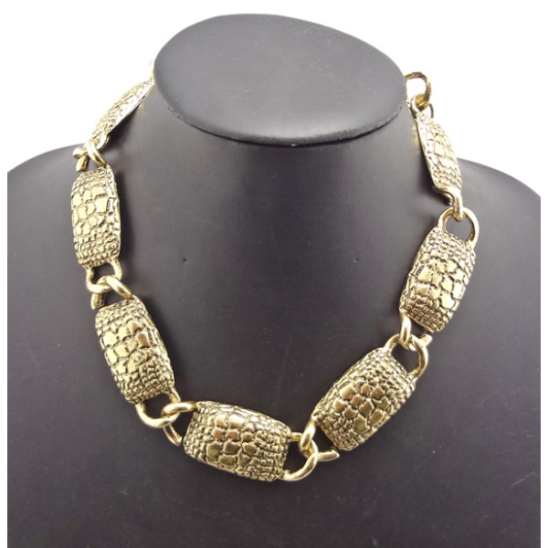 New Punk Vintage Style Bronze Alloy Link Geometry Choker Necklace N-1839