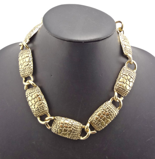 New Punk Vintage Style Bronze Alloy Link Geometry Choker Necklace N-1839