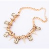 Western Punk Style gold plated Chain crystal rivets Necklace N-0264