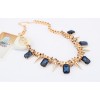 Western Punk Style gold plated Chain crystal rivets Necklace N-0264