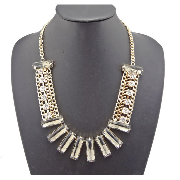 European Style gold plated crystal tassels Choker Necklace N-0285