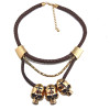 European Style punk leather chain snake chain skull pendant choker necklace N-2759