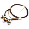 European Style punk leather chain snake chain skull pendant choker necklace N-2759