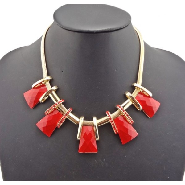 New Arrival Fashion European Style Charm Resin Geometric Choker Necklace N-4763