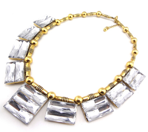 European Style Crystal Metal  Beads Chains Choker Necklace N-1251