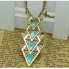 New European Charming Fashion Retro  Bronze Triangle Glazed  Pendant Necklace N-4755