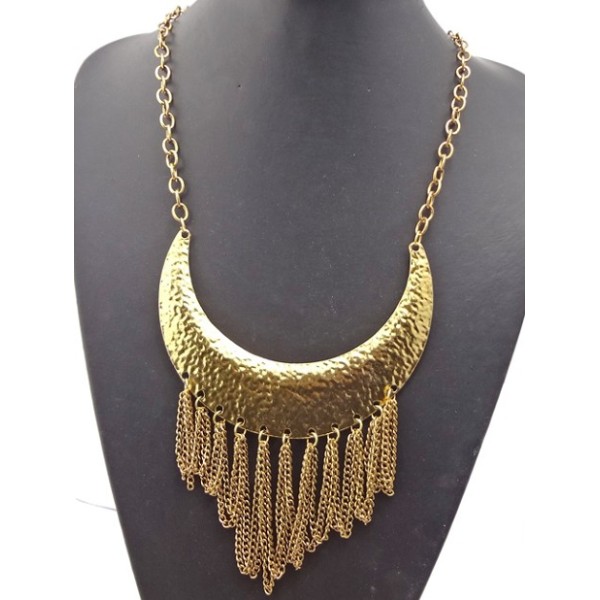 New Arrival European Vintage Style Gold Metal Charm Choker Tassel  Pendant  Necklace N-2015