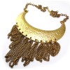 New Arrival European Vintage Style Gold Metal Charm Choker Tassel  Pendant  Necklace N-2015