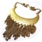 New Arrival European Vintage Style Gold Metal Charm Choker Tassel  Pendant  Necklace N-2015