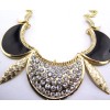 New Arrival European Charming Fashion Rhinestone Enamel Cescent Choker Necklace N-4534