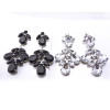 New European Style Silver Plated Clear/Black  Crystal Flower  Earring E-0619