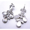 New European Style Silver Plated Clear/Black  Crystal Flower  Earring E-0619