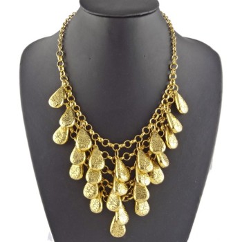 New Arrival Fashion Vintage Gold Multilayer Drop Pendant Choker Necklace N-1844