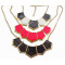 European Style Enamel Polygon Geometry Golden Pendant Necklace N-4561