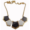 European Style Enamel Polygon Geometry Golden Pendant Necklace N-4561