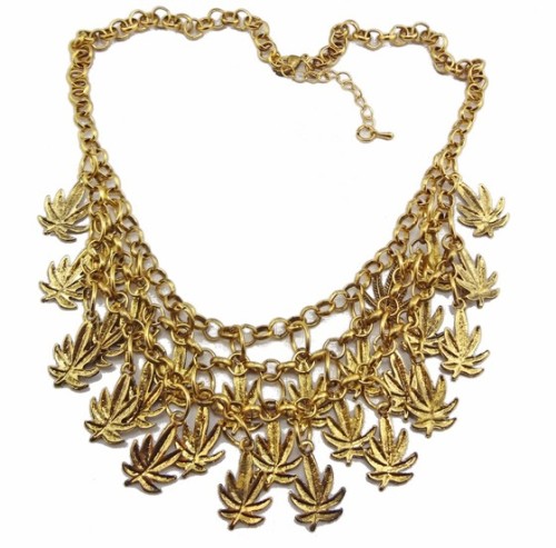 New Arrival European Fashion Multilayer  Charming Leaf Tassel Choker Necklace N-1840