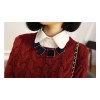 Vintage Style Geometrical Lint Geometry Sqrare Pleuche Gem Ball Chain Choker Necklace N-4593