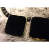 Vintage Style Geometrical Lint Geometry Sqrare Pleuche Gem Ball Chain Choker Necklace N-4593