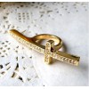 Korea Style Punk Silver/Gold/Black Rhinestone Cross Ring #7.5 Size R-0517