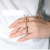 Korea Style Punk Silver/Gold/Black Rhinestone Cross Ring #7.5 Size R-0517