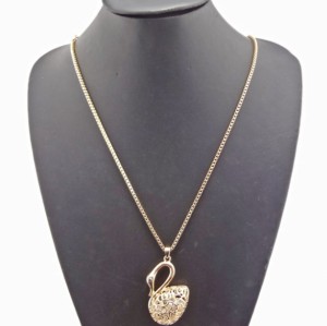 New European Style Gold/Silver Plated Alloy Crystal Swan Pendant Neclace N-3387
