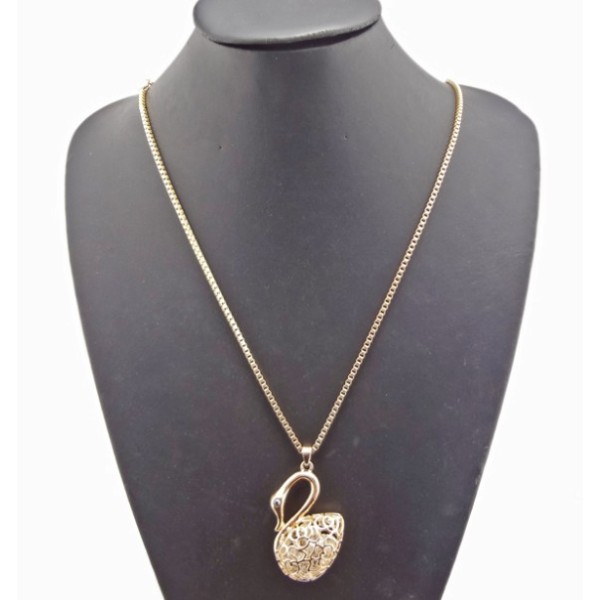 New European Style Gold/Silver Plated Alloy Crystal Swan Pendant Neclace N-3387