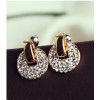 New Arrival Fashion Charming Golden Rhinestone Copper Cash  Ear Stud Earrings E-1105
