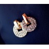 New Arrival Fashion Charming Golden Rhinestone Copper Cash  Ear Stud Earrings E-1105