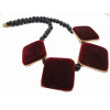 Vintage Style Geometrical Lint Geometry Sqrare Pleuche Gem Ball Chain Choker Necklace N-4593