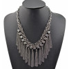 Multi Layers gold silver gun black plated crystal tassels Statement Necklace N-1758