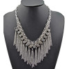 Multi Layers gold silver gun black plated crystal tassels Statement Necklace N-1758