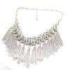 Multi Layers gold silver gun black plated crystal tassels Statement Necklace N-1758