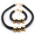 New Charming European Style Gold Plated Alloy Leather Chain Skull Pendant Necklace Bracelet Set S-0003