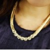 New Fashion Korea Style Gold/Silver Plated 7 Rhinestone Snake Chain Short Necklace N-0274