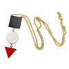 New Fashion Gold Plated Alloy Colorful Enamel Square Round Triangel Geometry Pendant Necklace N-4762
