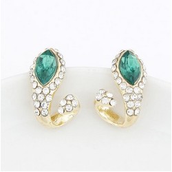 New Fashion Korean  gold plated Rhinestone crystal snake Ear Stud Earrings E-1650