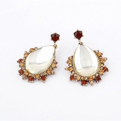 Fashion European Style Gold Plated Alloy Rhinestone Clear Crystal Drop Ear Stud E-0269