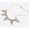 European Vintage Style Gold Plated Alloy Enamel Black/White Wave Triangle Pendant Snake Chain Necklace  N-4757