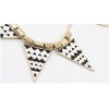 European Vintage Style Gold Plated Alloy Enamel Black/White Wave Triangle Pendant Snake Chain Necklace  N-4757
